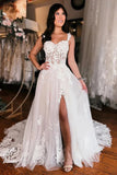 A-line Off Shoulder Elegant Wedding Dress With Lace Appliques TN405-Tirdress