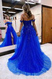 A-line Off The Shoulder Prom Dress Formal Gown With Appliques TP1290-Tirdress