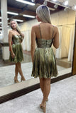 A Line Gold Halter Neckline Homecoming Dress With Keyhole-Tirdress