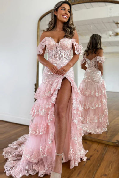 lace pink dress Light Satin Long With Beaded Appliqu Cute pink lace tulle short prom dress The Ruby Dress in Begonia