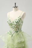 Light Green A Line Corset Short Homecoming Dress with 3D Flowers-Tirdress