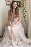 Charming Embroidery Appliques V-neck Bohemian Wedding Dress TN242-Tirdress