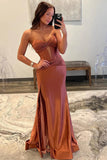Classy Strapless Keyhole Mermaid Satin Long Prom Dress with Slit TP1384-Tirdress