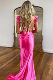 Cute Mermaid Cutout Waist Hot Pink Long Prom Dress Party Dress TP1386-Tirdress