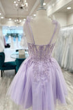 Floral Sweetheart A-Line Lavender Homecoming Dress HD0210-Daisybridals