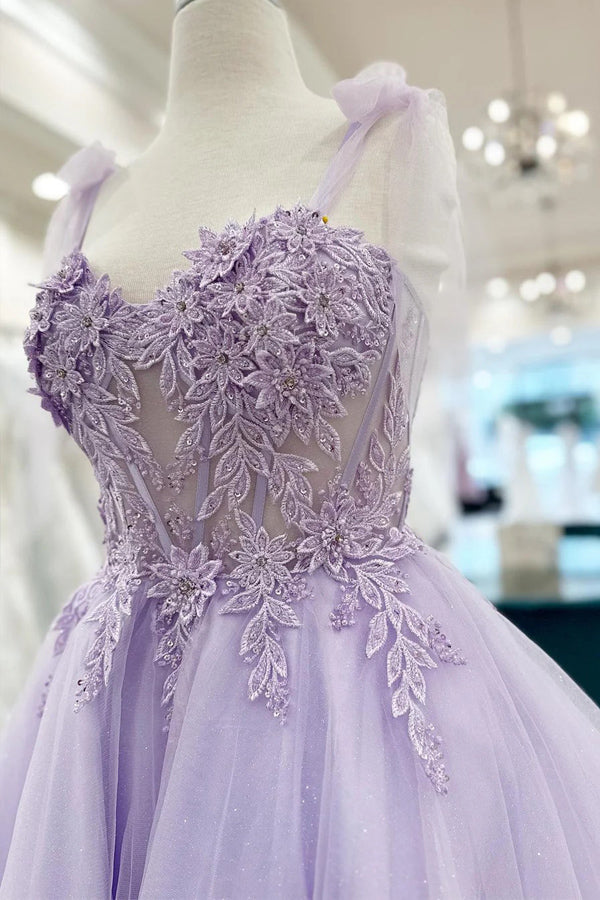 Floral Sweetheart A-Line Lavender Homecoming Dress HD0210-Daisybridals