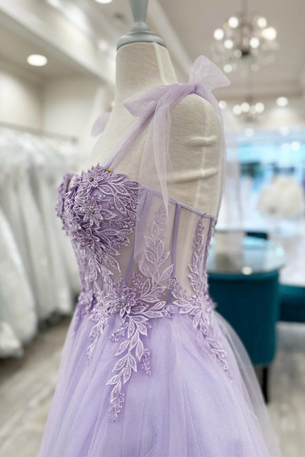 Floral Sweetheart A-Line Lavender Homecoming Dress HD0210-Daisybridals