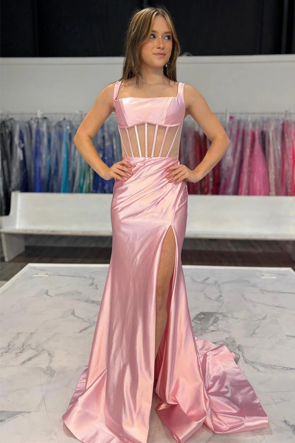 Light Blue Corset Satin Fitted Long Prom Dress Party Dress TP1397-Tirdress