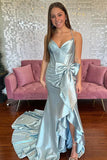 Mermaid Spaghetti Straps Corset Pink Long Prom Dress with Slit TP1345-Tirdress