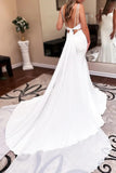 Mermaid Straps Modest Wedding Dress With Court Train-Tirdress