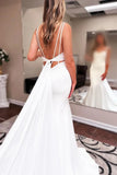 Mermaid Straps Modest Wedding Dress With Court Train-Tirdress
