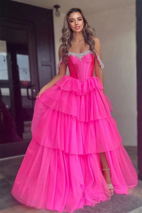 Mermaid Sweetheart Hot Pink Long Prom Dress with Beading TP1343-Tirdress