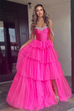 Mermaid Sweetheart Hot Pink Long Prom Dress with Beading TP1343-Tirdress