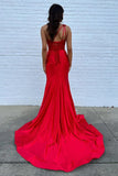 Mermaid One Shoulder Black Long Satin Prom Dress With Split TP1392-Tirdress