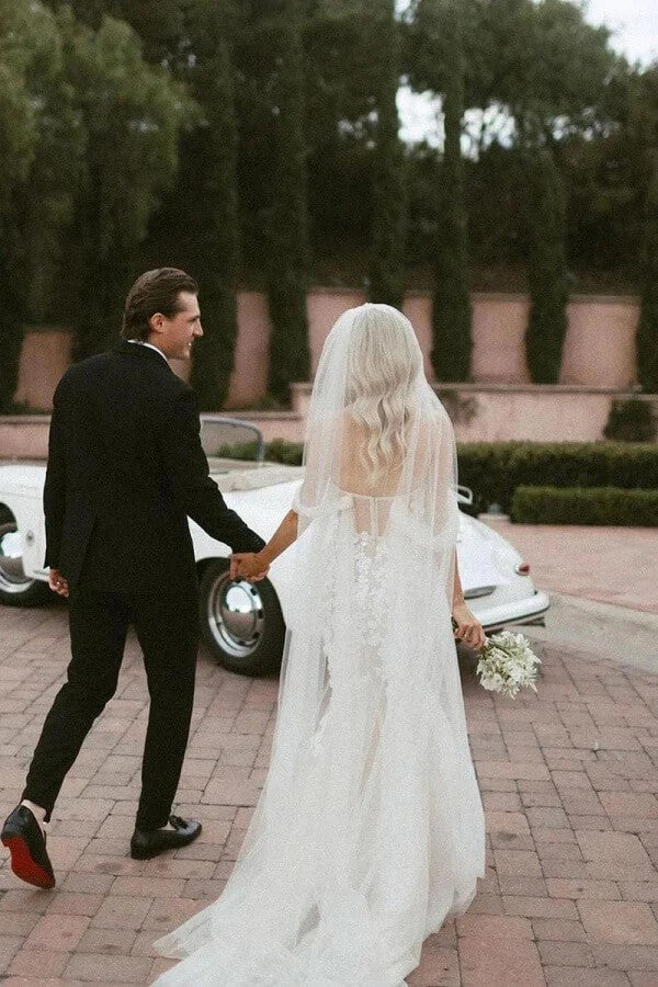 Off Shouder Mermaid Tulle Lace Sweetheart Boho Wedding Dress-Tirdress