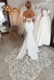 Off The Shoulder Mermaid Bridal Gown With Scalloped Lace Wedding Dress  TN349-Tirdress