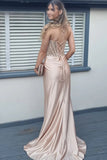 Off Shoulder Corset Mermaid Nude Long Prom Dress with Slit TP1368-Tirdress