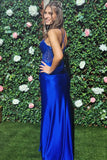 Off Shoulder Corset Mermaid Royal Blue Long Prom Dress with Slit TP1368-Tirdress