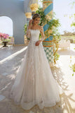 Princess Long Sleeves Lace Appliques Bohemian Wedding Dress TN388