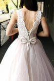 Princess Tulle Sweep Train Wedding Dress With Lace Applique-Tirdress