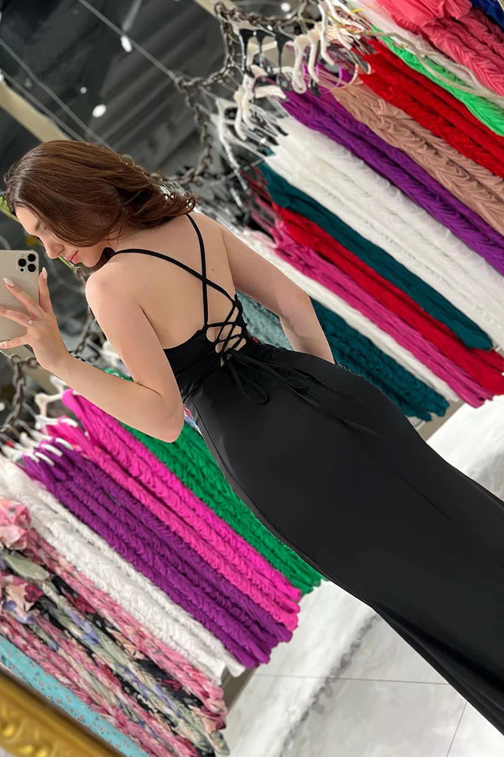 Sexy Spaghetti Straps Side Slit Party Prom Formal Dress TP1236-Tirdress