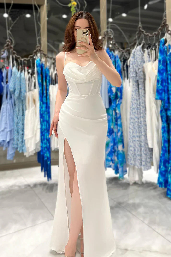 Sexy Spaghetti Straps Side Slit Party Prom Formal Dress TP1236-Tirdress