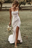 Sheath Country Simple Wedding Dress Bridal Gown With Split