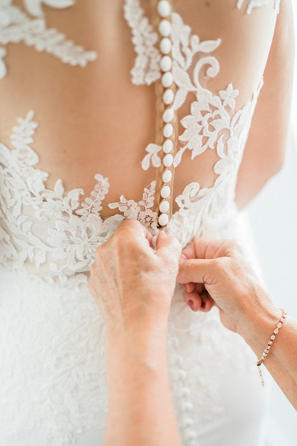 Sheath Rustic Outdoor Lace Wedding Dresses Forest Bridal Gown TN395-Tirdress