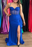 Spaghetti Straps Mermaid Burgundy Long Prom Dress TP1332-Tirdress