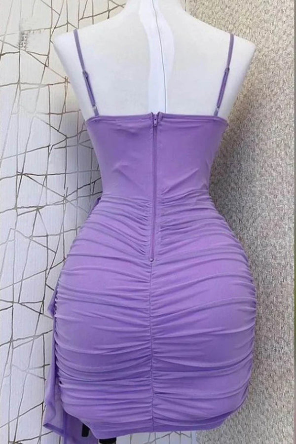 Spaghetti Straps Pleats Cute Homecoming Dress Mini Party Dress TN410-Tirdress