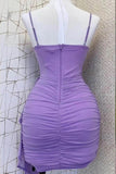 Spaghetti Straps Pleats Cute Homecoming Dress Mini Party Dress TN410-Tirdress