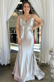 Spaghetti Mermaid Backless Green Strap Trumpet Long Prom Dress TP1366-Tirdresses
