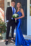 Spaghetti Mermaid Backless Green Strap Trumpet Long Prom Dress TP1366-Tirdresses