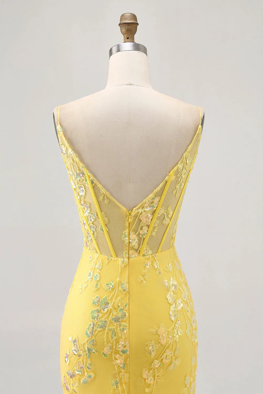 Sparkly Corset Tight Short Floral Yellow Homecoming Dress Party Dress-Tirdress