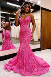Sparkly Mermaid Spaghetti Straps Blue Prom Dress Formal Dress TP1415-Tirdress