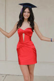 Strapless Keyhole Ruched Mini Homecoming Dress Graduation Dress TN404-Tirdress