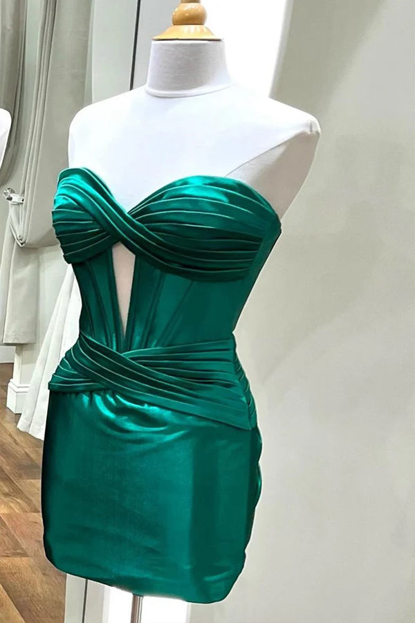 Strapless Keyhole Ruched Mini Homecoming Dress Graduation Dress TN404-Tirdress