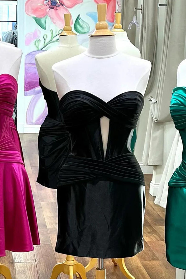 Strapless Keyhole Ruched Mini Homecoming Dress Graduation Dress TN404-Tirdress