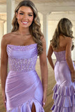 Strapless Corset Pink Prom Dress Party Dress with Ruffle Skirt TP1393