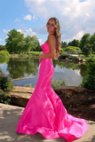 Sweetheart Mermaid Pink Satin Prom Dress Party Dress TP1369-Tirdress
