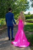 Sweetheart Mermaid Pink Satin Prom Dress Party Dress TP1369-Tirdress