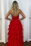 Sweetheart Strapless Chiffon Flower Long Prom Dress with Slit TP1371 -Tirdress