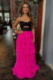 Sweetheart Strapless Chiffon Flower Long Prom Dress with Slit TP1371 -Tirdress