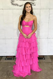 Sweetheart Strapless Chiffon Flower Long Prom Dress with Slit TP1371-Tirdress