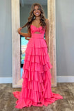 Sweetheart Strapless Chiffon Flower Long Prom Dress with Slit TP1371 -Tirdress