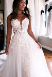 Elegant Tulle Appliques Strapless A-Line Princess Wedding Dress TN402-Tirdress