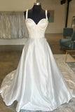 White Sweetheart Bow-Strap A-Line Long Wedding Dress Bridal Gown TN370-Tirdress
