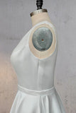 White A-Line V Neck Straps Satin Elegant Wedding Dress TD003-Tirdress