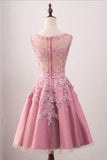 A-Line Crew Knee-Length Tulle Homecoming Dress With Appliques TR0211 - Tirdress