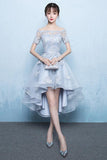 A-Line Off Shoulder Long Tail Homecoming Dress With Appliques TR0214 - Tirdress